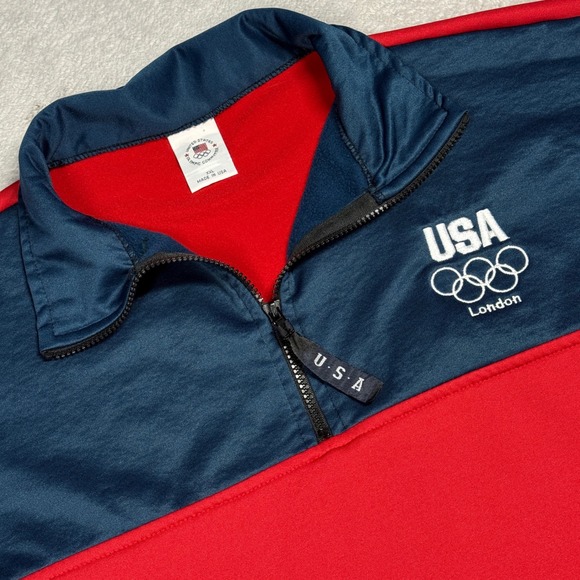 United States Olympic Committee Other - USOC Olympics Quarter Zip Pullover Mens XXL Red Blue London 2012 Made in USA